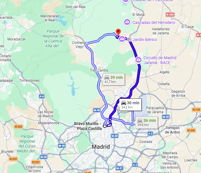 Ruta del autobús hasta la finca